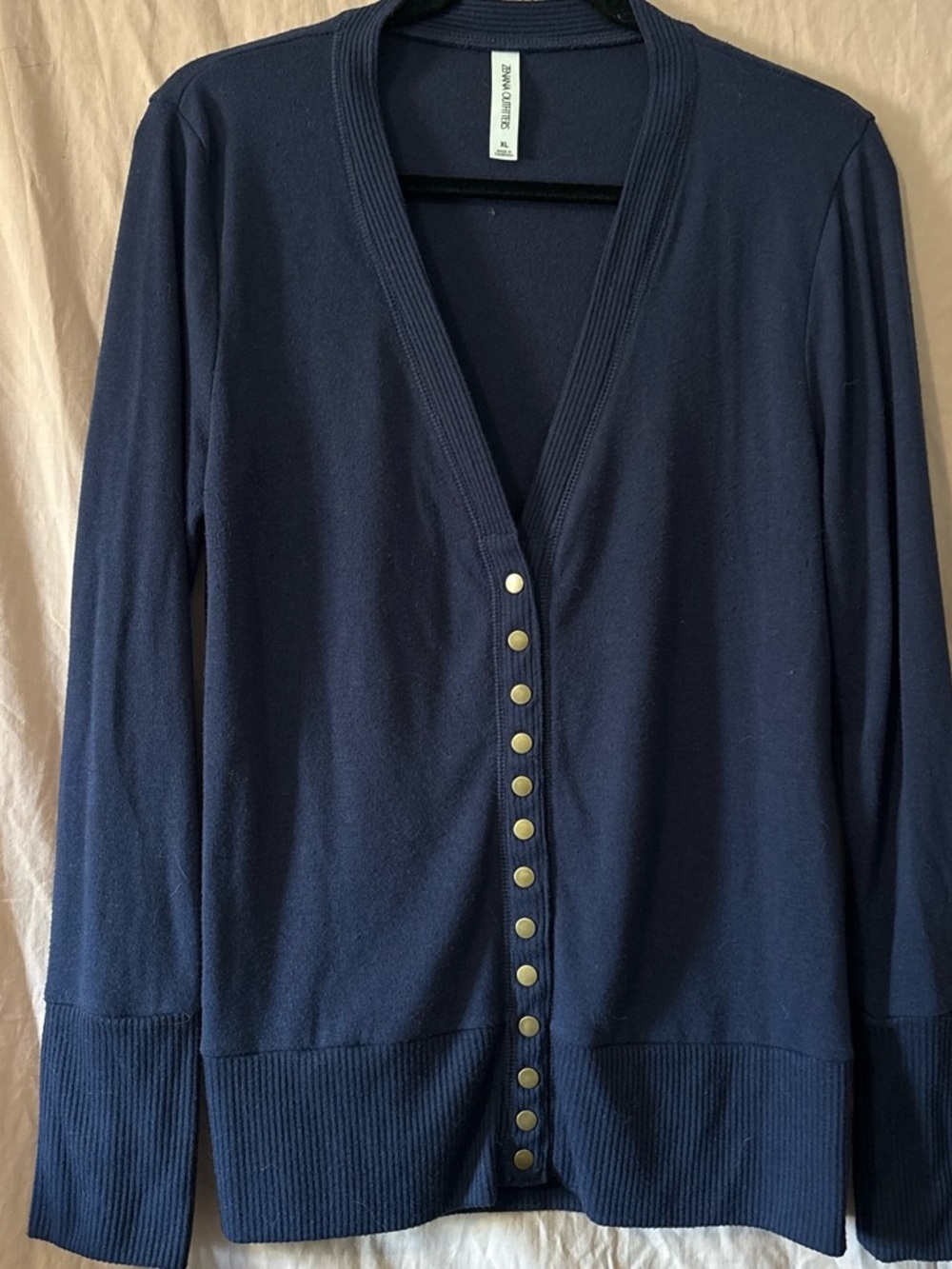 Zenana Outfitters Navy Snap-Front V-Neck Cardigan